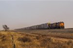 BNSF 4759 leads westbound autoracks through a dust storm